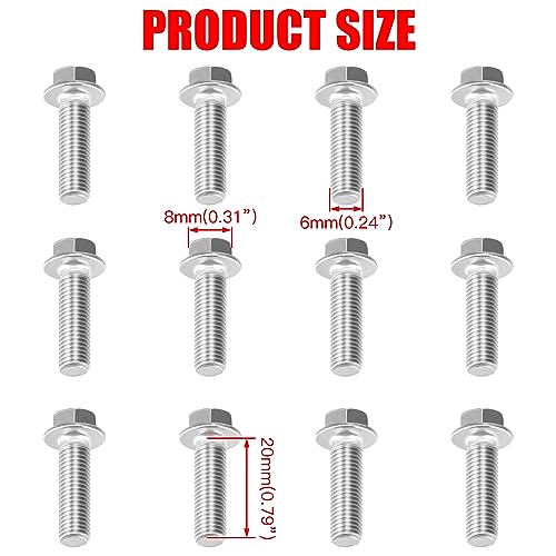GREHUA Mini Bike Wheel Hub Mounting Bolts Replacement for Coleman CT100U CC100X Doodle Bug DB30 Motovox MBX10 MBX11, M6 x 20mm Hex Bolt for 79cc 97cc SK100 GK80 Go Kart MiniBike Parts with Wrench 12pc - Image 3