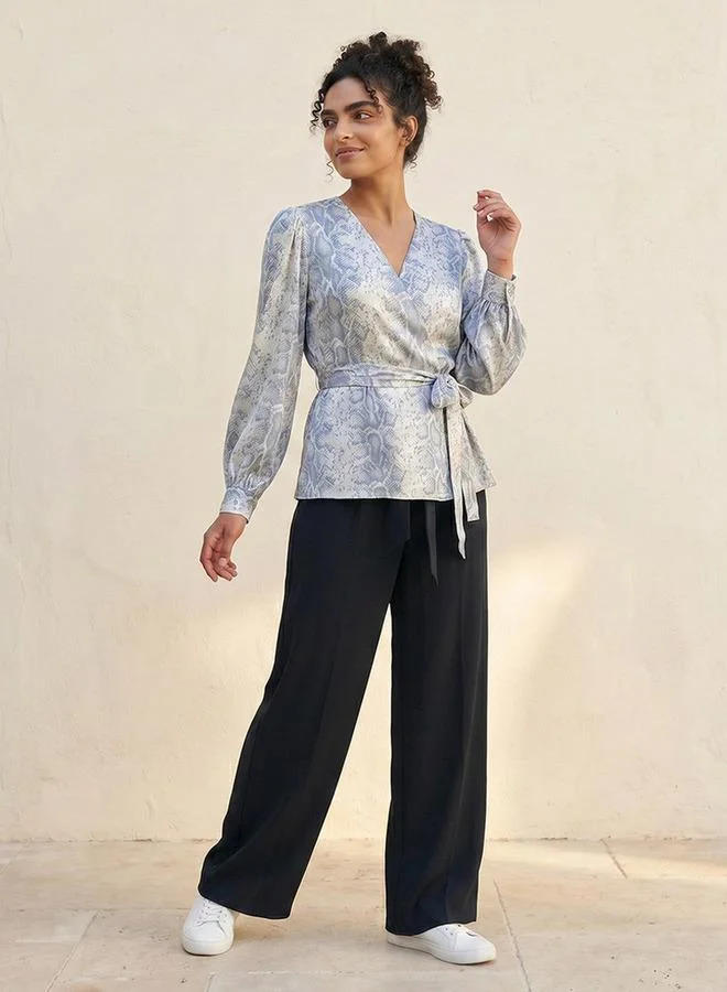 Iconic  Iconic Wrap Top with Print for Women | Best Price UAE