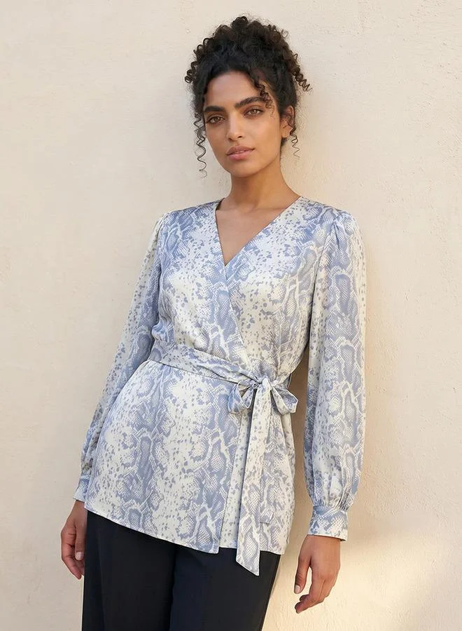 Iconic  Iconic Wrap Top with Print for Women | Best Price UAE