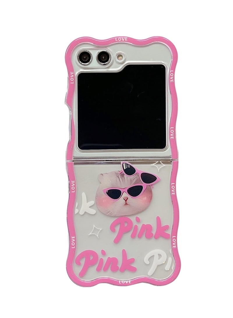 Excefore Designed for Galaxy Z Flip 5 Case, Curly Wave Frame Cover, Soft TPU Wavy Shell Cute Anime Shockproof Protective Cover, for Samsung Galaxy Z Flip 5 5g 2023 (Pink) - Image 1