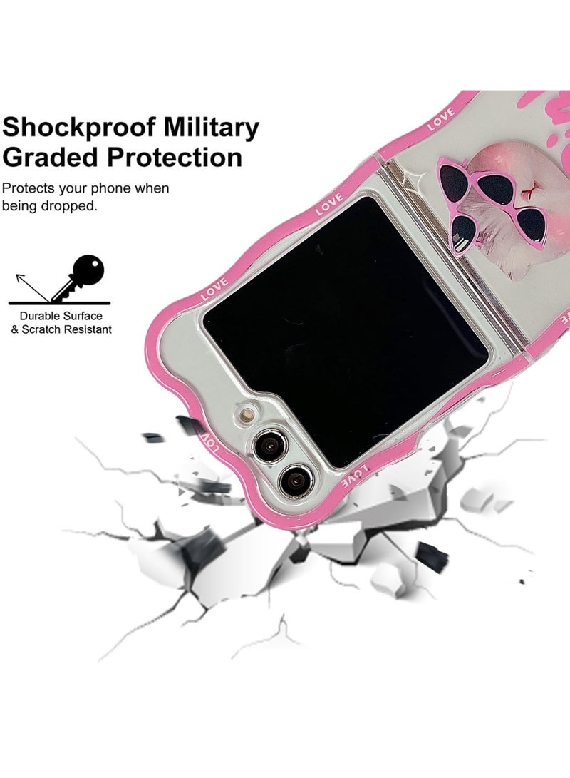 Excefore Designed for Galaxy Z Flip 5 Case, Curly Wave Frame Cover, Soft TPU Wavy Shell Cute Anime Shockproof Protective Cover, for Samsung Galaxy Z Flip 5 5g 2023 (Pink) - Image 4