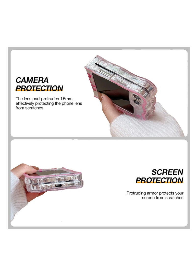 Excefore Designed for Galaxy Z Flip 5 Case, Curly Wave Frame Cover, Soft TPU Wavy Shell Cute Anime Shockproof Protective Cover, for Samsung Galaxy Z Flip 5 5g 2023 (Pink) - Image 5