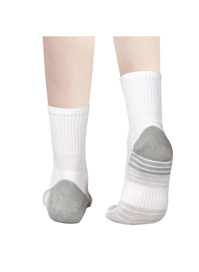 Mens White Cushioned Cotton Crew Socks For Men Size 10-13, Moisture Wicking Casual Work Everyday Gym Golf Training Athletic Socks, 5 Pairs