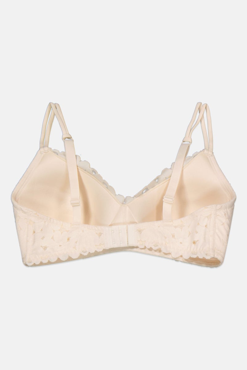 Etam Women Textured Lightly Padded Bra, Off White - Image 2