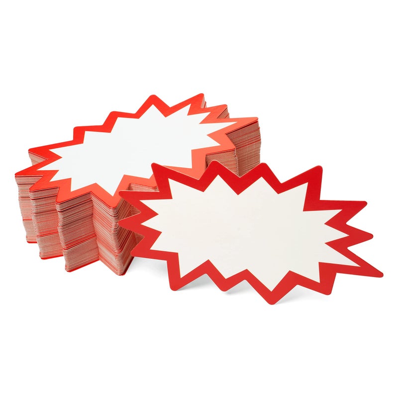 Starburst Signs with Stickers 200pcs  Price Tags for Garage Estate Yard Sale 100pcs Price Sign Cards  100pcs Strong Sticker Dots 3x5 inch White