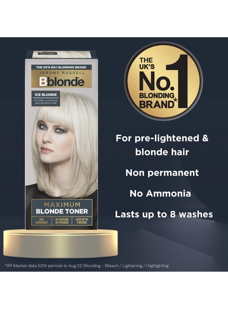 Jerome Russell Bblonde Maximum Colour Ice Blonde Toner Non Permanent Hair Toner for Pre Lightened and Naturally Blonde Hair Cool Blonde Hair Dye with No Ammonia Peroxide Lasts up to 8 Washes 75ml - Image 5