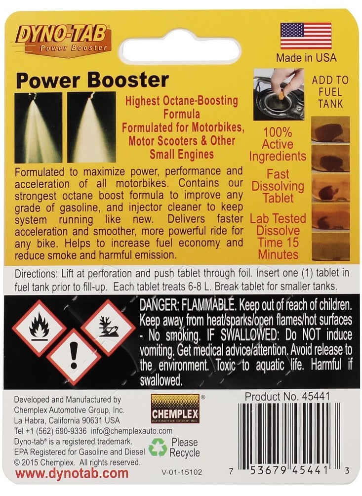 Dyno-Tab DYNO TAB Injector Cleaner 45441 – For Motorcycles & Bikes | Boost Fuel Economy & Performance | Water Remover | 6-Tablet Card (1 Tablet Treats 8 Liters)  - Image 2