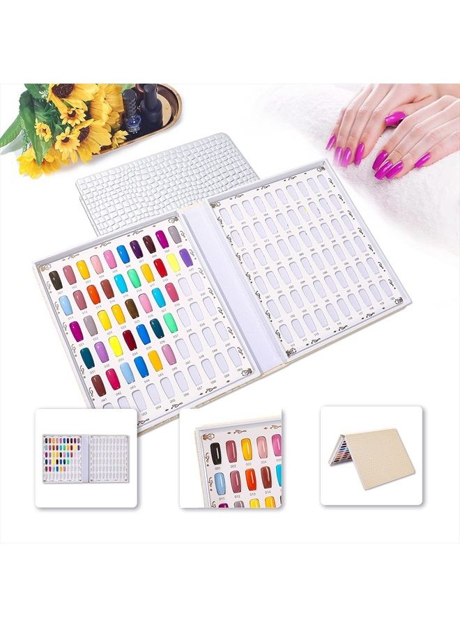 NMKL38 120 Nail Color Chart Display Book for Nail Polish UV Gel Color Cards Nail Salon Tool with False Nail Tips (Silver) - Image 4