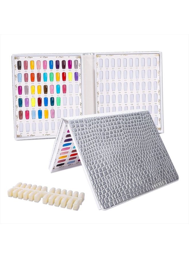 NMKL38 120 Nail Color Chart Display Book for Nail Polish UV Gel Color Cards Nail Salon Tool with False Nail Tips (Silver) - Image 2