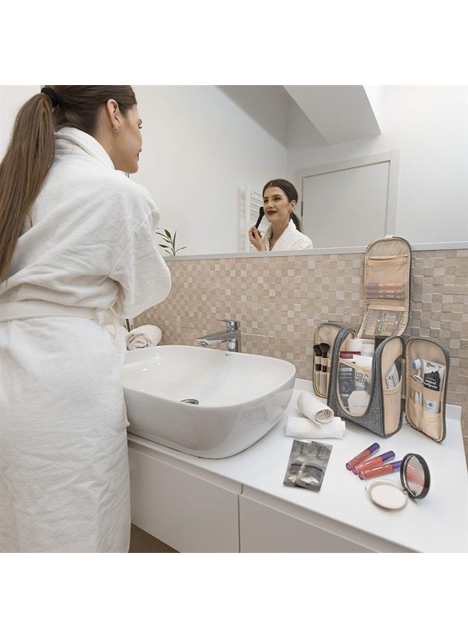 BOACAY Premium Hanging Travel Toiletry Bag for Women and Men, Hygiene Bag, Bathroom and Shower Organizer Kit with Elastic Band Holders for Toiletries, Cosmetics, Makeup, Brushes - Image 5