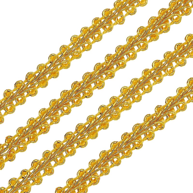 FINGERINSPIRE 14 Yards Metallic Braid Lace Trim Flower Pattern Gold Centipede Lace Ribbon Decorated Gimp Trim for Wedding Bridal Costume or Jewelry Crafts and Sewing 14 inch8mm x13mm - Image 2