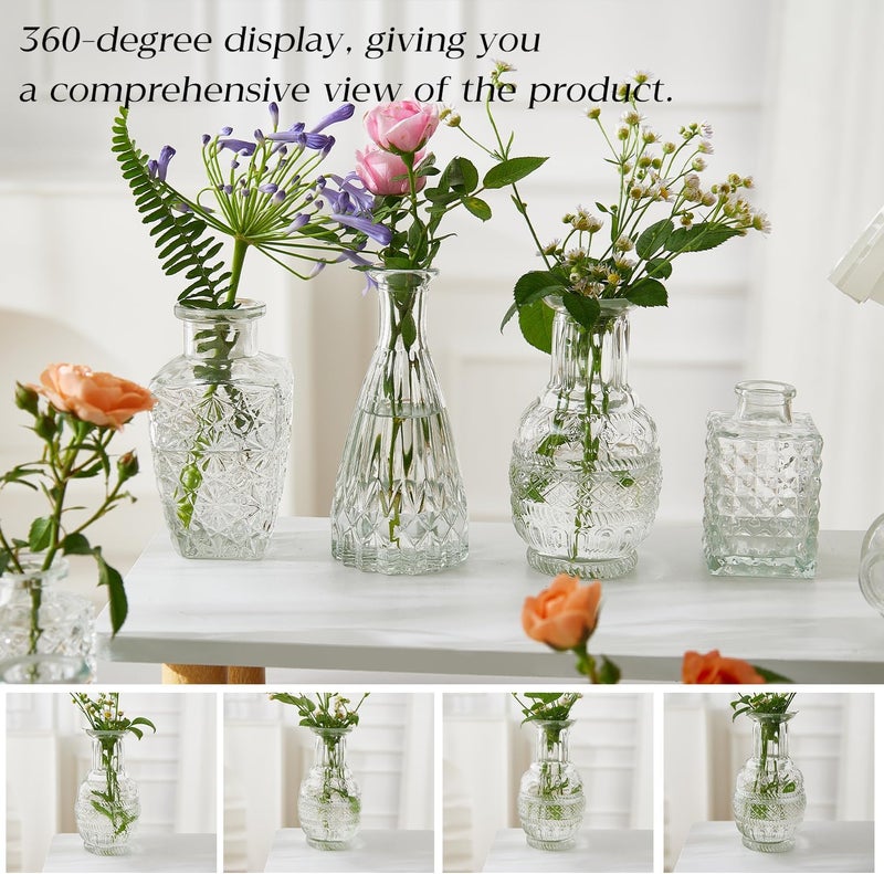 Ulodimi Glass Bud Vase Set of 20 - Small Vases for Flowers in Bulk - Assorted Vintage Crystal Vases for Flowers, Table Centerpieces (Clear, 20 Pcs) - Image 4