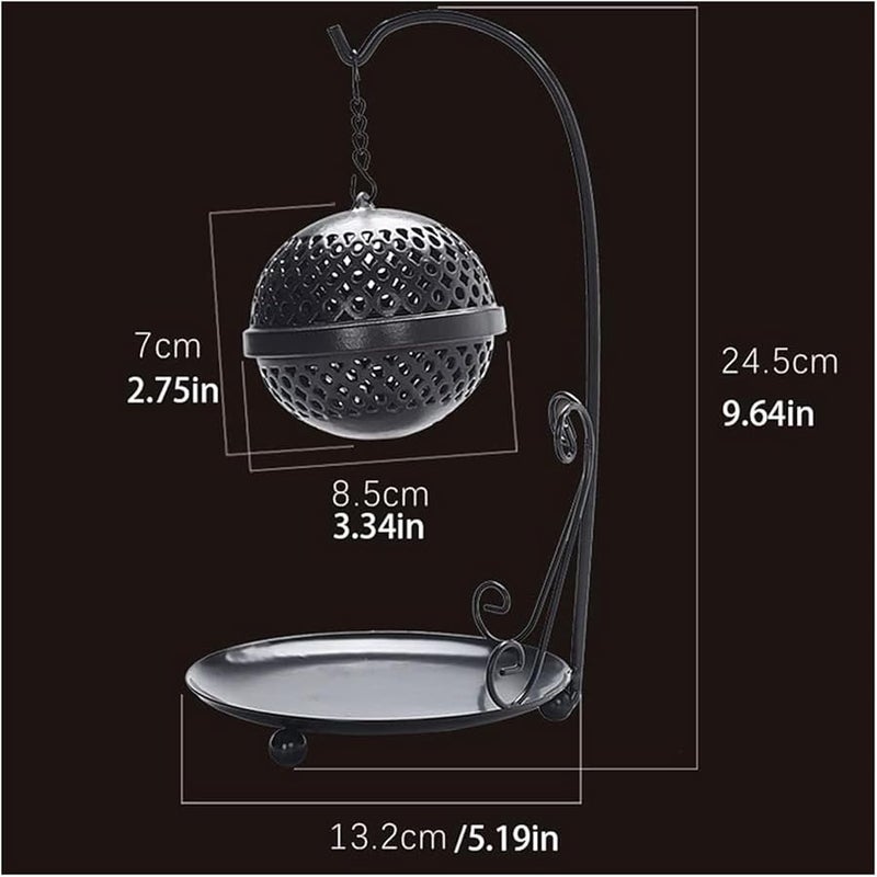 موقد البخور الحديدي إطار الكرة المعلقة موقد العلاج العطري زن خشب الصندل ديكور غرفة النوم - Image 1