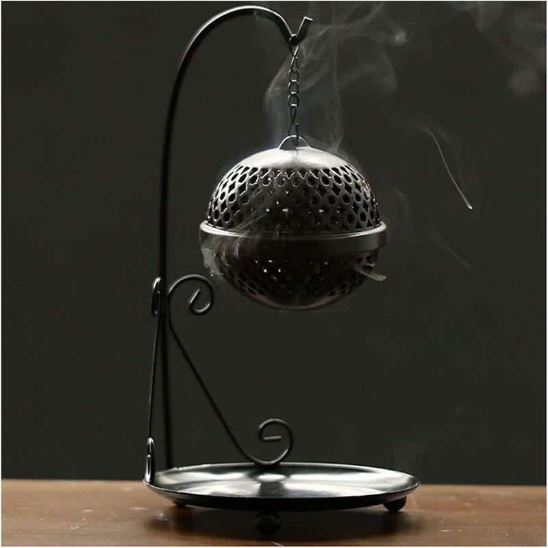 موقد البخور الحديدي إطار الكرة المعلقة موقد العلاج العطري زن خشب الصندل ديكور غرفة النوم - Image 4