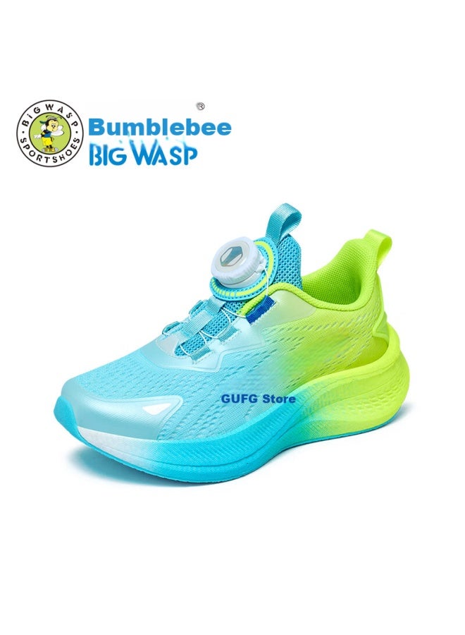 Big Wasp Children's Running Shoes, Spring Boys' Sneakers D112531690, Blue Fluorescent Green, Size 37