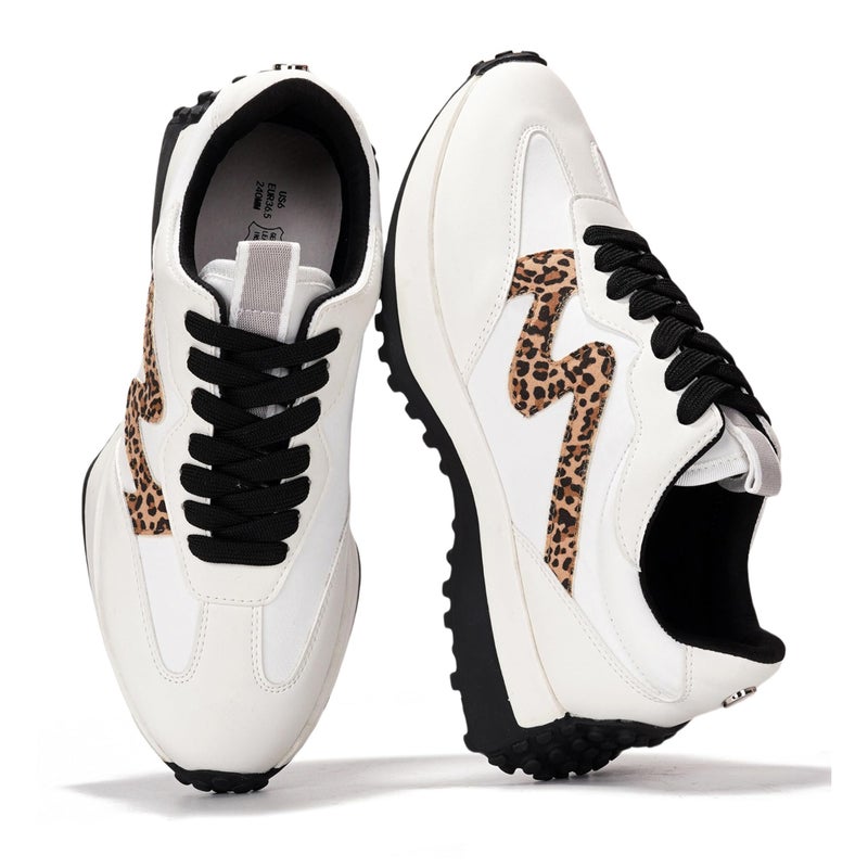 Project Cloud Trendy Fashion Sneakers for Women 2026 - Memory Foam and Non-Slip Comfortable Casual Ladies Shoes for Womens Fashion Sneakers - Lightweight Lace-up Shoes (Lecco,LEOP,9) Leopard - Image 1