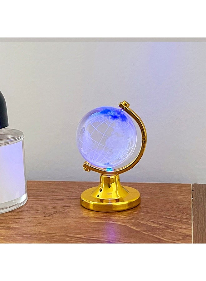 Mini Crystal Sphere Globe, Round Earth World Glass Ball Decorative Crystal Desktop Ornament Home Office Decor Golden - Image 3