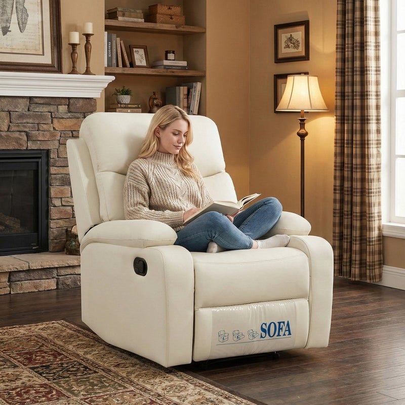 Sharpdo Single Recliner Sofa/Chair for Living Room, Breathable Faux Leather, With Phone Holder. Suitable for Living Room, Bedroom, and Home Theater - Image 2