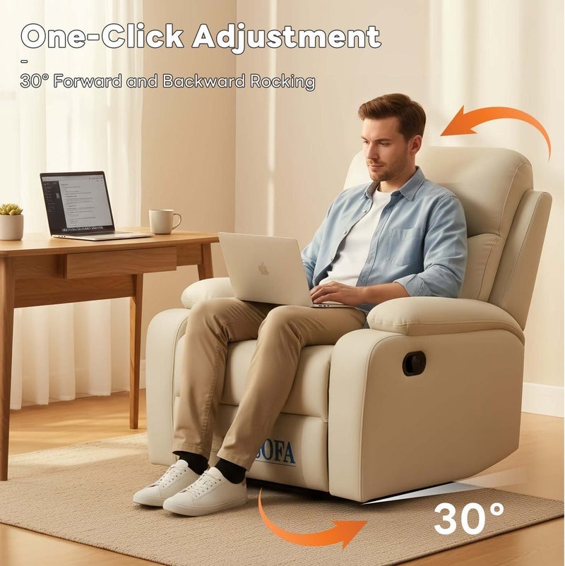 Sharpdo Single Recliner Sofa/Chair for Living Room, Breathable Faux Leather, With Phone Holder. Suitable for Living Room, Bedroom, and Home Theater - Image 4