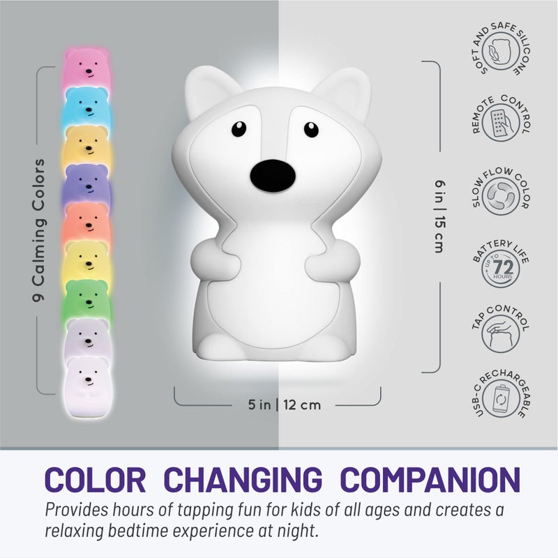 Lumipets Fiona The Fox Squishy Night Light for Kids | Silicone Mood Lamp with Tap & Remote Control | Rechargeable Color Changing Animal NightLight for Boys & Girls | Portable Nightlight with USB Cord - Image 4