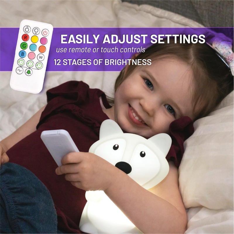 Lumipets Fiona The Fox Squishy Night Light for Kids | Silicone Mood Lamp with Tap & Remote Control | Rechargeable Color Changing Animal NightLight for Boys & Girls | Portable Nightlight with USB Cord - Image 3