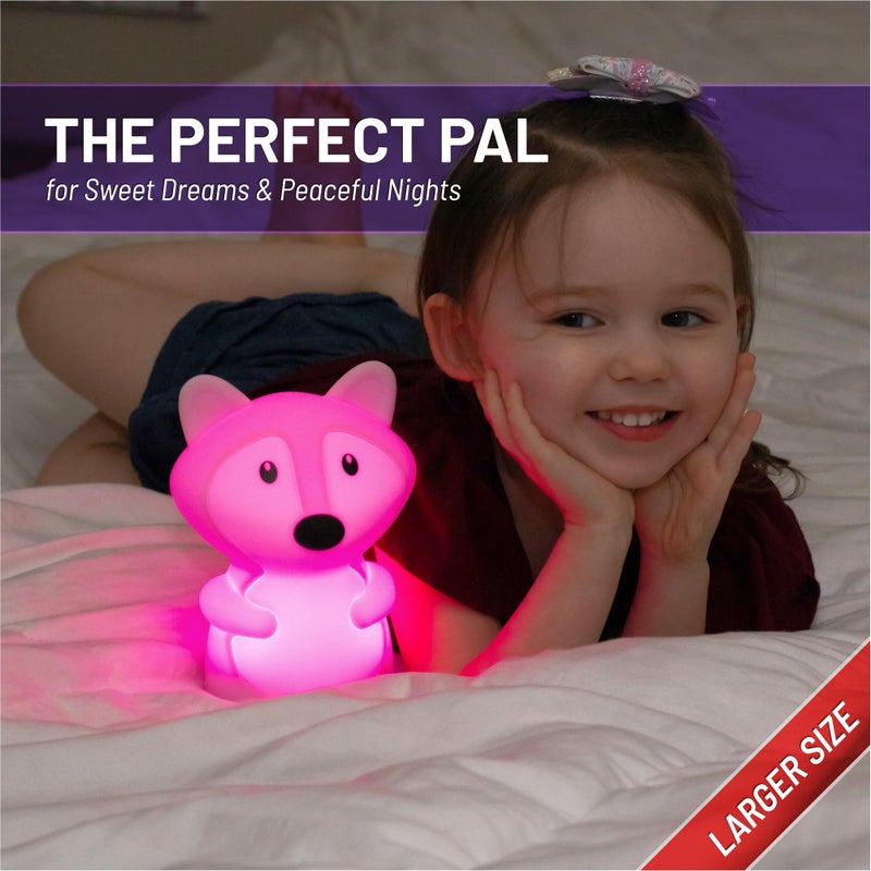 Lumipets Fiona The Fox Squishy Night Light for Kids | Silicone Mood Lamp with Tap & Remote Control | Rechargeable Color Changing Animal NightLight for Boys & Girls | Portable Nightlight with USB Cord - Image 2