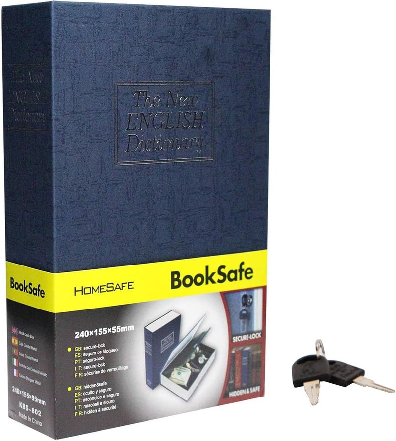 SEPOX ® Ultimate Diversion Safe Book Box, Lock Box with Key - Large Sized Blue Dictionary - Ideal for Safeguarding Money, Jewelry, and Valuables - Perfect for Dorms & Homes - Image 1