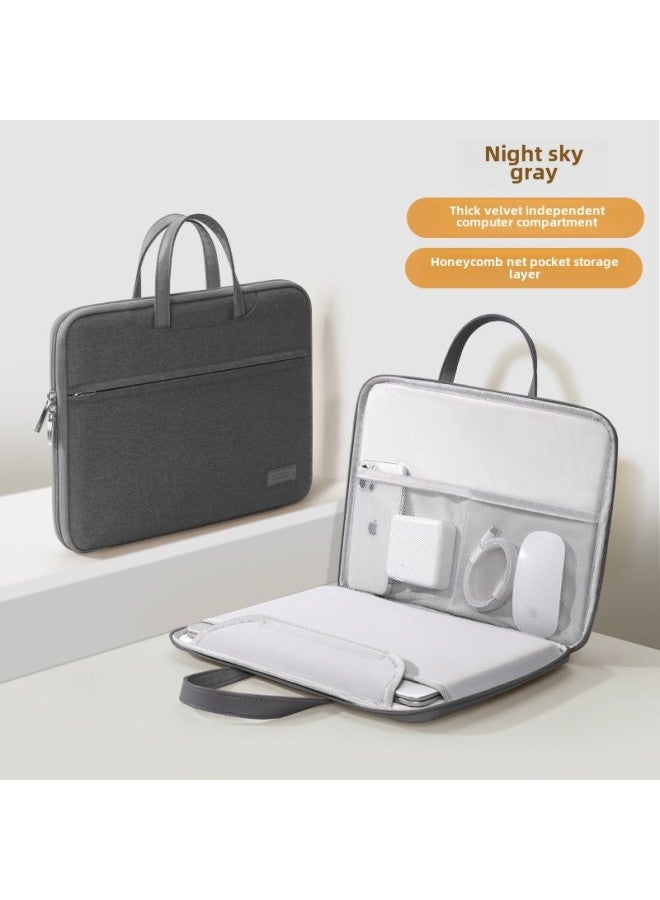 Laptop Bag 14-inch Suitable For Lenovo For Apple Mac13.3 Small Pro14 For huawei Xiaomi 15.6-Color:Night Sky Gray-180 ° Full Open Fluff Independent Computer Warehouse + Soft Leather Portable + Magic Bag + Trolley Belt 」-Size:16 Inches