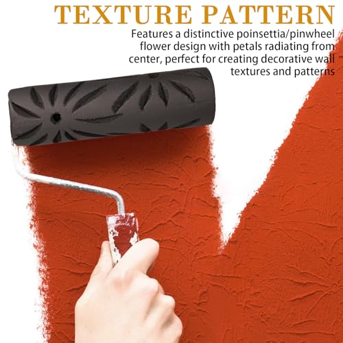 Neowah Poinsettia Style Pattern Drywall Texture Roller, 9-inch, Paint Roller for Walls and Ceilings - Image 2