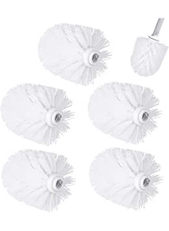 Garneck 5pcs Plastic Brush Heads Round Ball Shaped For Toilet Bowl Cleaner White - Image 1