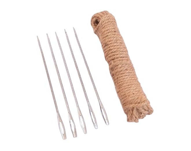 Hookcart 5 PC Hard Needles for Stitching Gunny Bags, Canvas with 1 Pack Jute Rope - Image 2