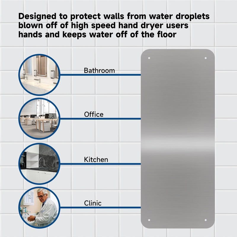 AIKE Durable Stainless Steel Hand Dryer Wall Splash Guard Backsplash Protector Panel AK28-WG(31.89'' X 13.19'',1Pcs) - Image 5