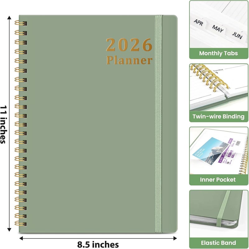 Taja 2026 Planner, Weekly and Monthly Calendar Planner, January 2026 - December 2026, Hardcover 2026 Calendar Book with Tabs For Women & Men, Inner Pocket, Spiral Bound, Perfect for Office Home School - Image 4