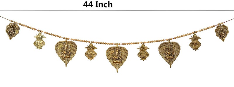 brown leaf Handmade Premium Antique Metal Ganesha Bandarwal Bandhawar Toran for Door & Wall Hanging for Diwali & Home Decoration - Image 4