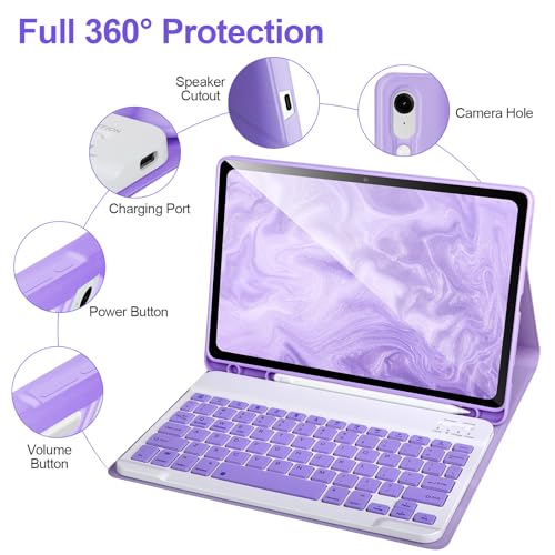 APHBZGE Keyboard Case for Samsung Galaxy Tab S10 Lite/S10 FE / S9 FE / S9 10.9-11 inch 2025/2023,Detachable Wireless Bluetooth Keyboard for Galaxy S10 FE,Auto Wake/Sleep with S Pen Holder, Purple - Image 3