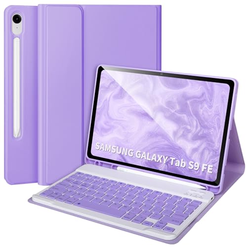 APHBZGE Keyboard Case for Samsung Galaxy Tab S10 Lite/S10 FE / S9 FE / S9 10.9-11 inch 2025/2023,Detachable Wireless Bluetooth Keyboard for Galaxy S10 FE,Auto Wake/Sleep with S Pen Holder, Purple - Image 1