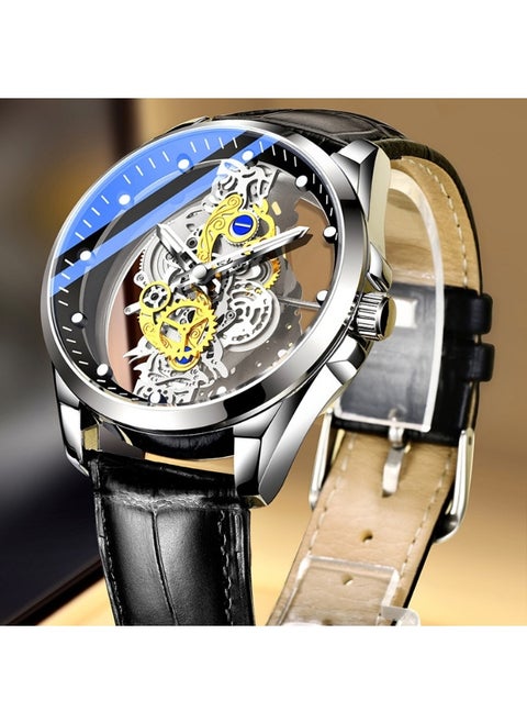 Double-Sided Transparent Skeleton Automatic Mechanical Watch for Men - Waterproof Luminous Quartz Watch