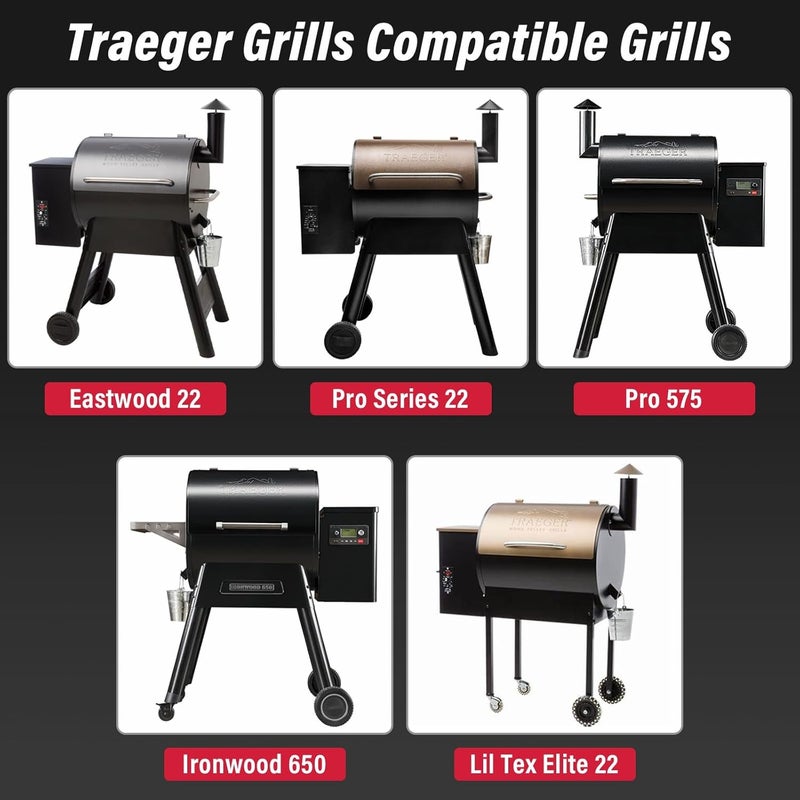 Utheer Upgraded Folding Front Shelf Accessories for Traeger Pro 22, Pro 575, Ironwood 650, BAC362, All-in-One Grill Table with Works Cutting Board,Basin,5 Hooks, Steel Grill Accessory for Food Prep & Storage - Image 3