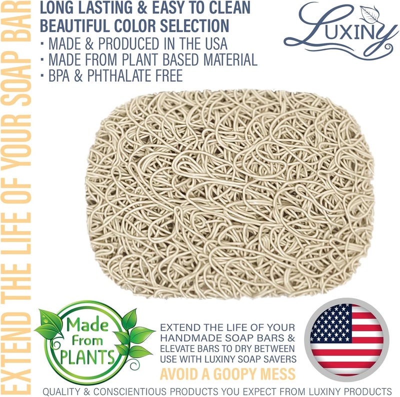 Luxiny Soap Savers for Bar Soap, American Made by , Lifts Soap in Soap Dishes & Shower Soap Holders -Handmade Soap Lasts Longer -Made from Plant Based Materials (Sand - 2 Pack) - Image 2