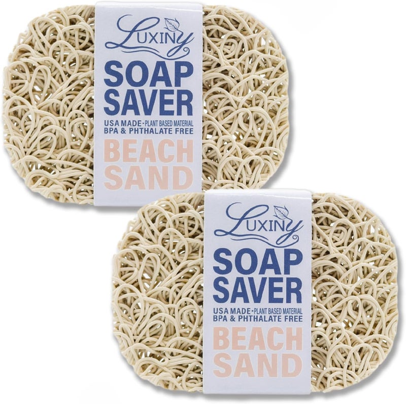 Luxiny Soap Savers for Bar Soap, American Made by , Lifts Soap in Soap Dishes & Shower Soap Holders -Handmade Soap Lasts Longer -Made from Plant Based Materials (Sand - 2 Pack) - Image 1
