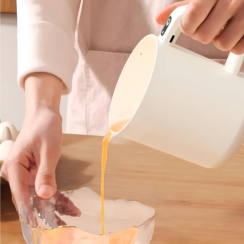 Electric Egg Churn - 2-in-1 Cordless Handheld Mixer with Built-in Filter Plate for Effortless Egg Whipping, Sauces, and Smoothies, Perfect for Quick Kitchen Prep (Beige) - Image 2