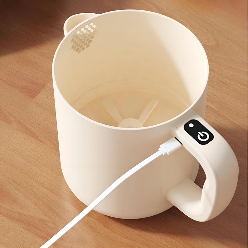 Electric Egg Churn - 2-in-1 Cordless Handheld Mixer with Built-in Filter Plate for Effortless Egg Whipping, Sauces, and Smoothies, Perfect for Quick Kitchen Prep (Beige) - Image 3