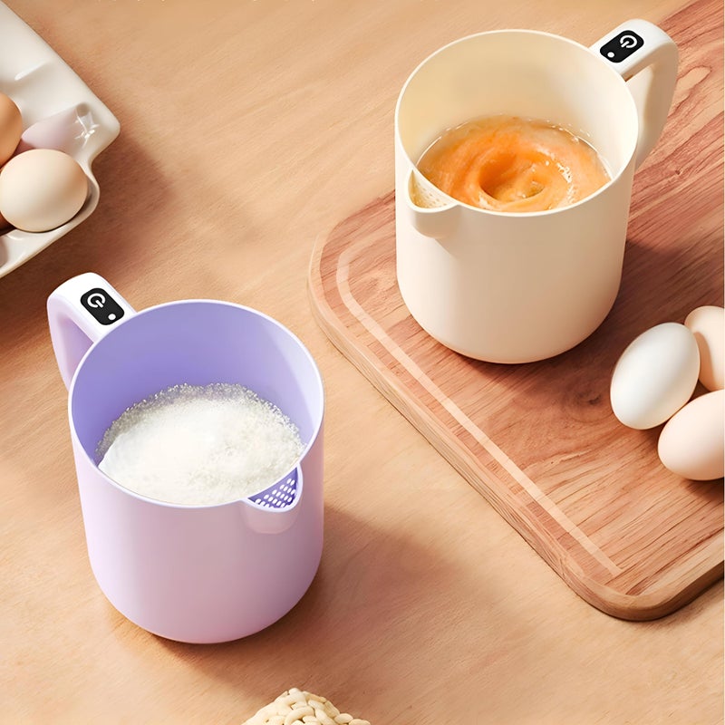 Electric Egg Churn - 2-in-1 Cordless Handheld Mixer with Built-in Filter Plate for Effortless Egg Whipping, Sauces, and Smoothies, Perfect for Quick Kitchen Prep (Beige) - Image 5