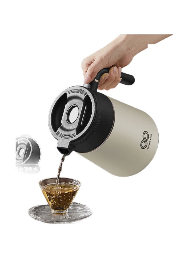 COOKER KING غلاية شاي سيراميك من كوكير كين مع قفل طازج، وعاء عازل بسعة كبيرة لفصل الماء عن الشاي، وعاء تحضير الشاي للمكتب، أسود 1 لتر - Image 3