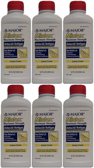MAJOR Mintox Maximum Strength Antacid/Antigas for Fast Relief of Heartburn, Acid Indigestion, Pressure, Bloating - Lemon Creme - 12 Fl Oz (355 mL) (6 Pack) - pzsku/ZCD4D05C9412648E7DBA1Z/45/_/1744284340/34311003-7c31-44b6-82e1-066ffba2805c