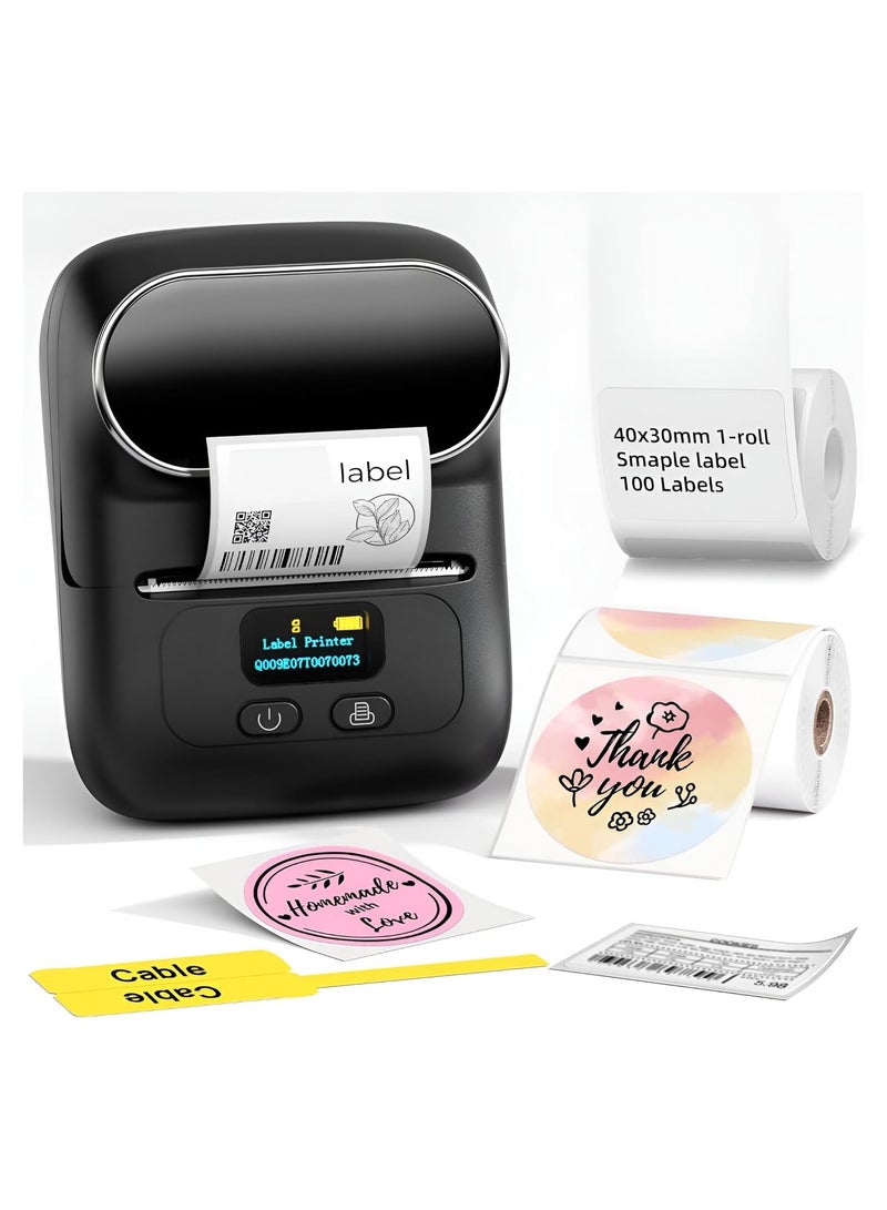 LIXES Label Makers M110, Barcode Label Printer Bluetooth Label Maker, Portable Thermal Printer for Small Business, Address, Barcode, Logo Clothing, Mailing, Sticker Printer for Phones & PC Black  - Image 1