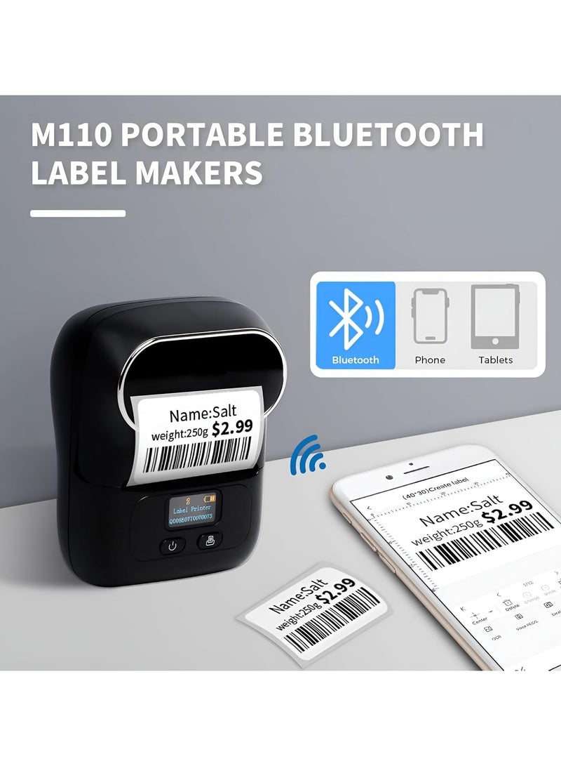 LIXES Label Makers M110, Barcode Label Printer Bluetooth Label Maker, Portable Thermal Printer for Small Business, Address, Barcode, Logo Clothing, Mailing, Sticker Printer for Phones & PC Black  - Image 3