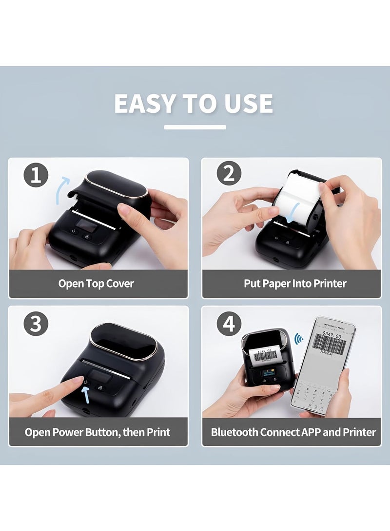 LIXES Label Makers M110, Barcode Label Printer Bluetooth Label Maker, Portable Thermal Printer for Small Business, Address, Barcode, Logo Clothing, Mailing, Sticker Printer for Phones & PC Black  - Image 5