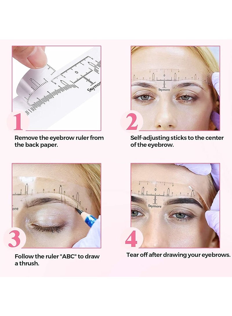 Excefore Eyebrow Ruler Stencil, 100 Pcs Stencil Microblading Ruler, Disposable Template Sticker, Shape Kit for Supplies, 3 Minutes Makeup Tools - Image 5