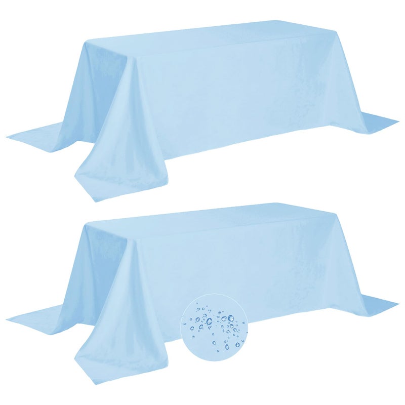 Fokitut 2 Pack Waterproof Rectangle Tablecloth 90x156 InchStain Resistant and Wrinkle Polyester Table Cloth Fabric Table Cover for Kitchen Dining Wedding Party Holiday DinnerBlue Mist
